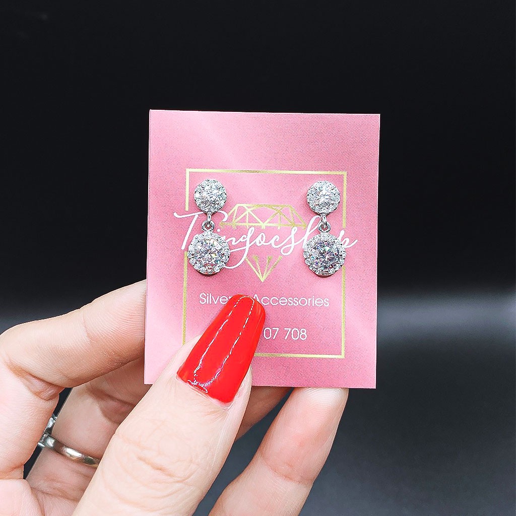 Bông tai Bạc Ý S925 cao cấp đính Xoàn Mỹ xi kim sang trọng MM599 - 𝑯𝒂̀𝒏𝒈 𝑻𝒉𝒊𝒆̂́𝒕 𝑲𝒆̂́