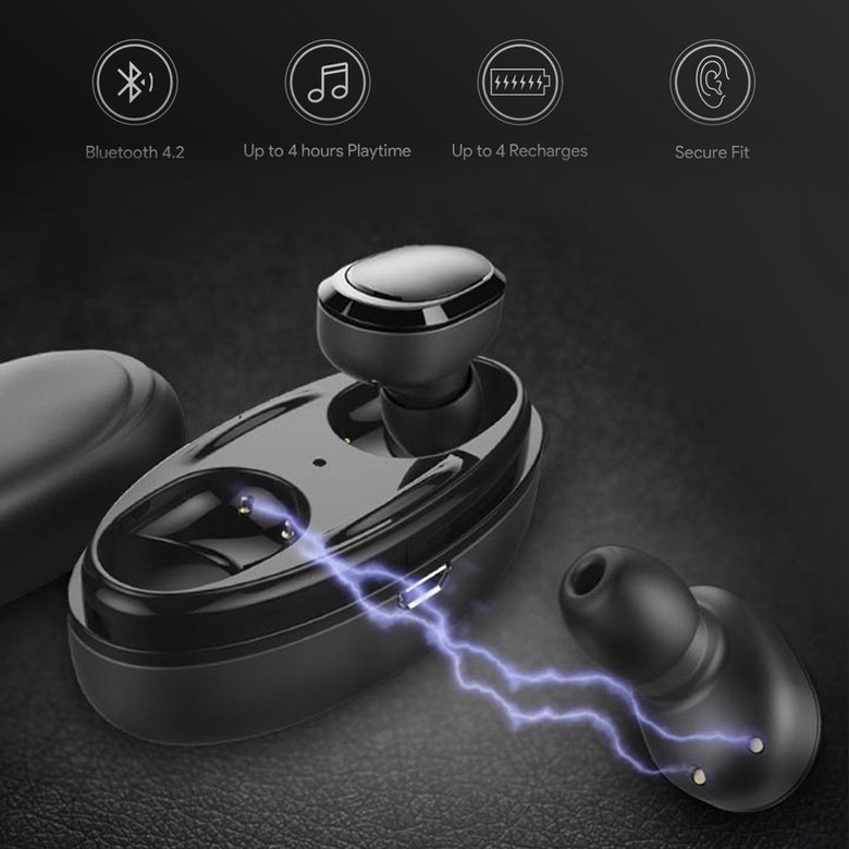 PK Mini Portable Wireless Headphones Two Wireless Stereo In-Ear Earbud Headset