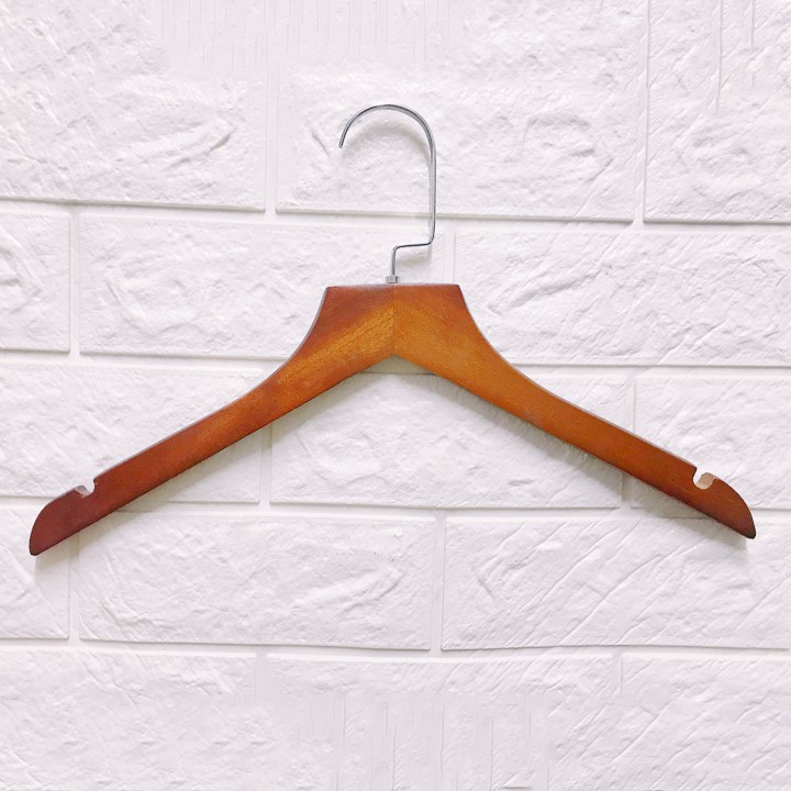 Móc Gỗ Treo Quần Áo Nâu Trơn Baby 30cm  (10 Móc)