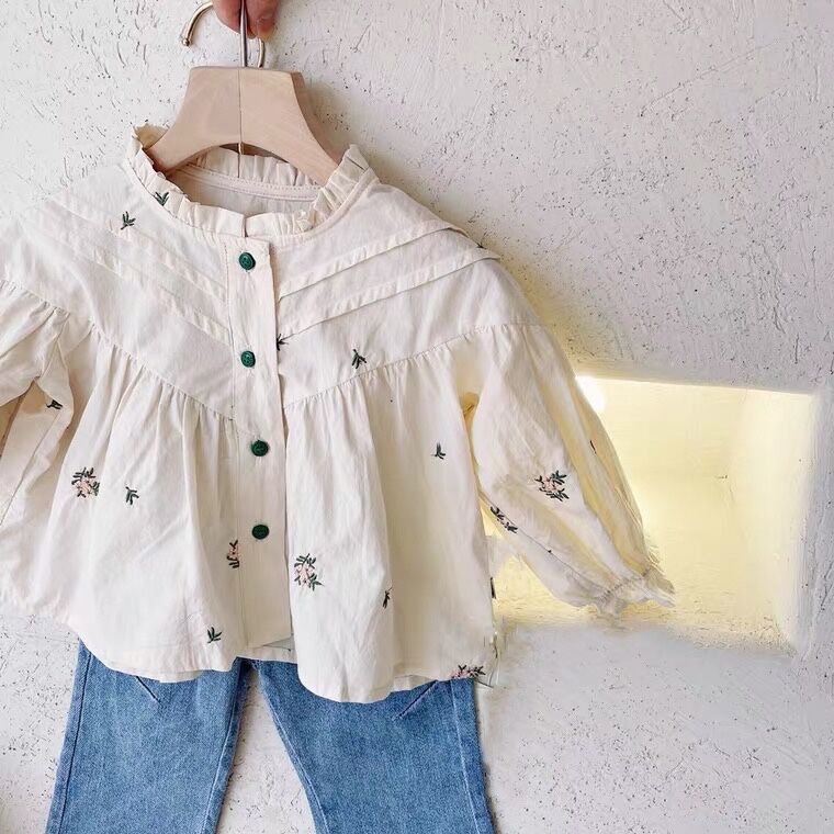 [Babycat] Hàng Có Sẵn Áo Sơ Mi Cổ Đứng In Hoa Phong Cách Nhật Bản Hàn Quốc Dễ Thương Thời Trang Xuân Hè 2022 Cho Bé Gái