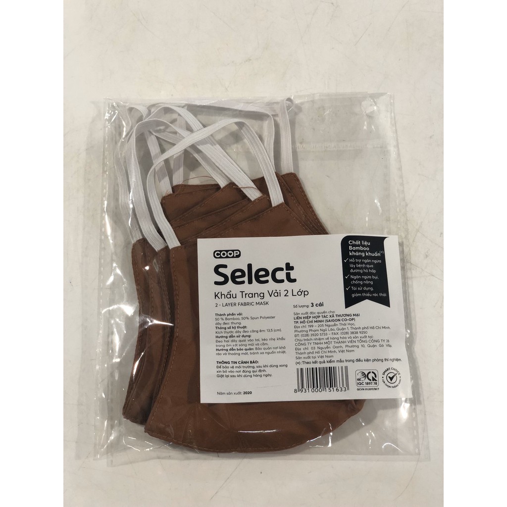 KHẨU TRANG VẢI 2 LỚP CO.OP SELECT ( 3 cái )