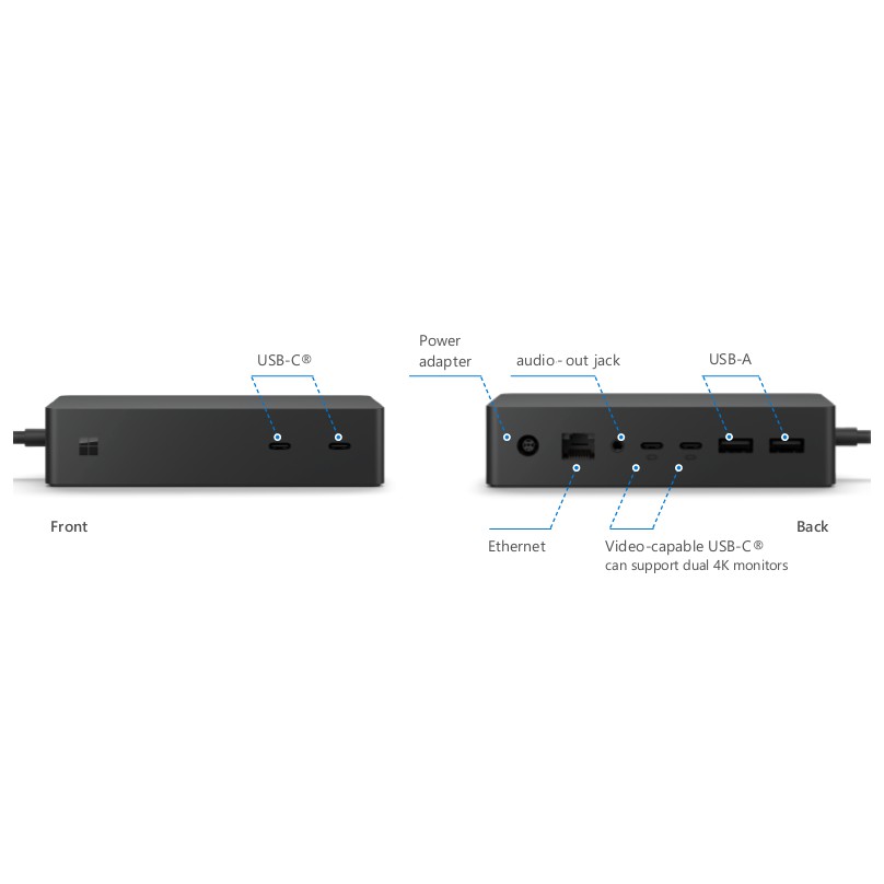Chân đế cắm Surface Dock 2, 1 cho Pro 7,6,5,4,3,X, Book, Laptop, Go, Microsoft Docking Station