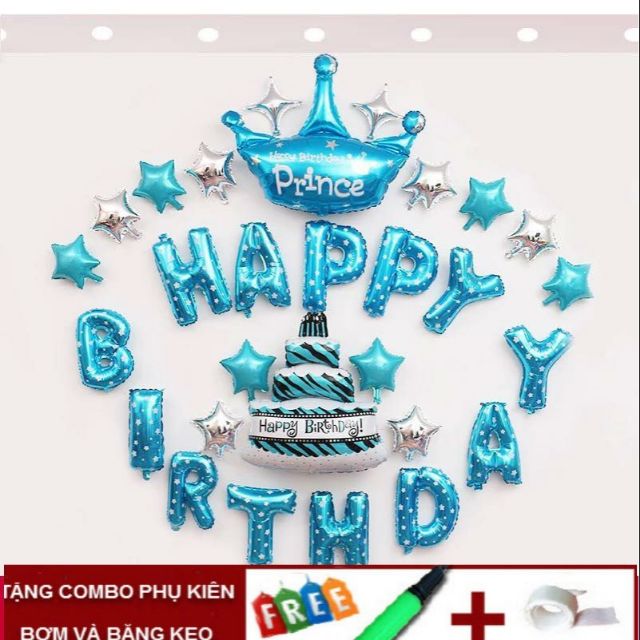 Set bóng trang trí sinh nhật vương miện MS115