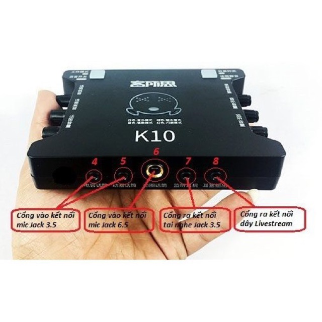 combo livestream sound card k10 +mic takstar pc k200-+nguồn 48v+chân kẹp mic+lọc âm