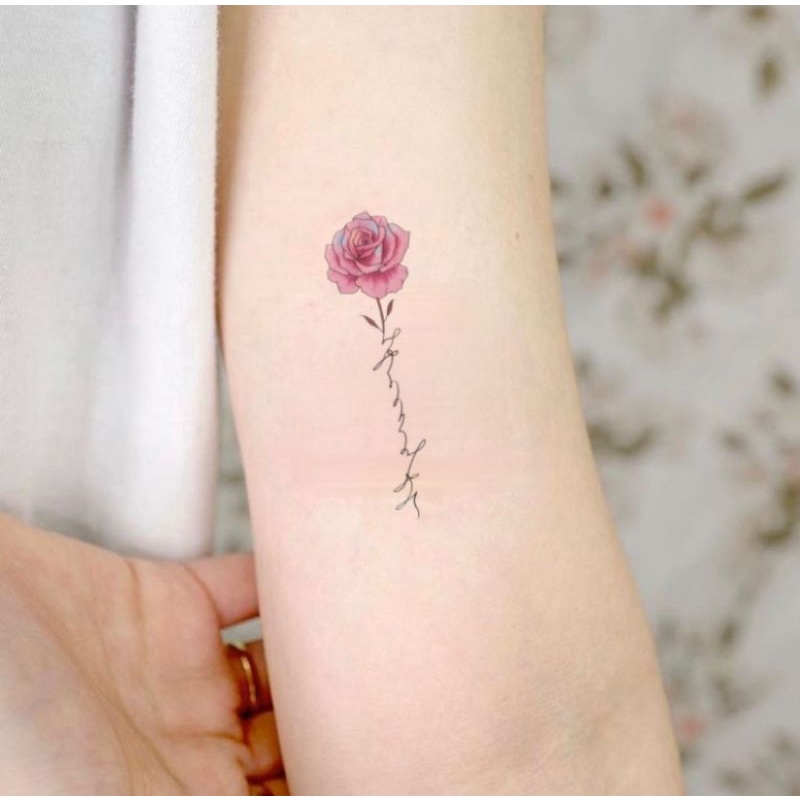 Hình xăm dán tatoo hoa hồng xinh qs294.Xăm dán tatoo mini tạm thời, size &lt;10x6cm