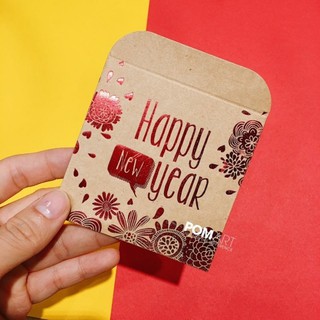 Bao Lì Xì mini giấy Kraft Nhật ép kim màu đỏ