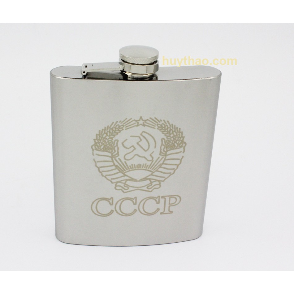 Bình rươu inox CCCP 0.5L 18 oz bao da cá tính