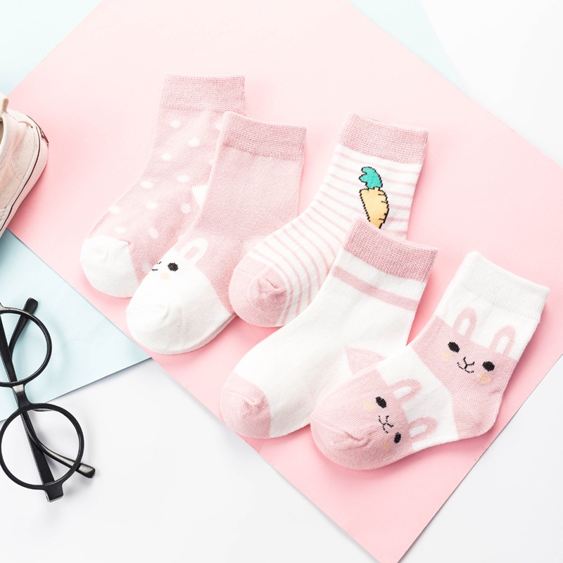 Set 5 đôi tất cotton mềm mại dài 7-16cm 0-1-3-6 tuổi