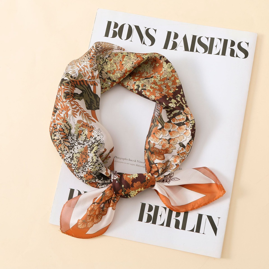 Khăn Choàng Lụa Satin Hình Vuông Nhỏ In Họa Tiết Dân Tộc Cổ Điển Kiểu Mới Dành Cho Bạn Nữ [24H Shipping]