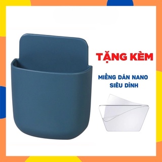 Kệ Dán Tường Để Remote, Đồ Dùng/ Giá Đỡ Sạc Điện Thoại - Có Móc Treo Giữ Dây Điện