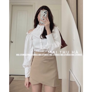 [ẢNH THẬT] ÁO SƠ MI HỞ VAI TAY CHUN BỒNG ASMHVB