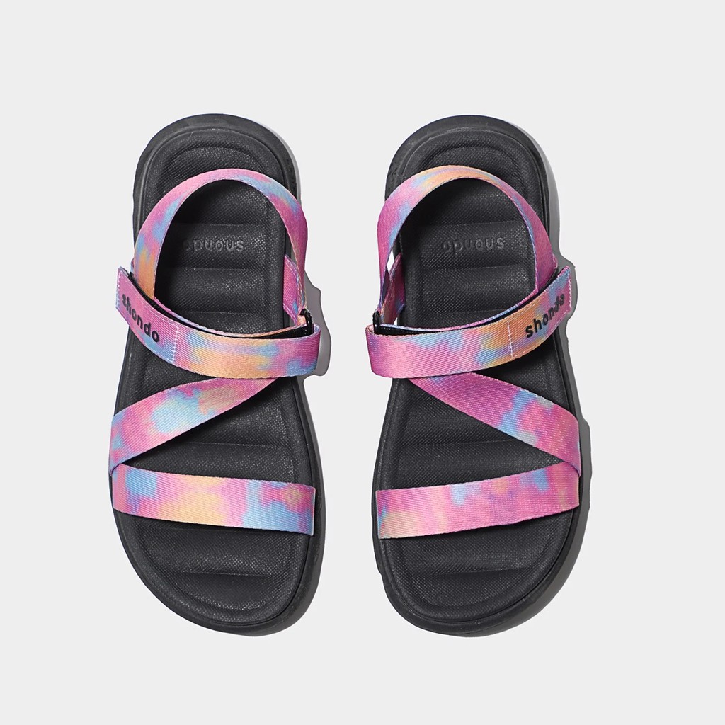 Giày Sandal Shondo F6 Sport đế đen loang khói hồng F6S1071