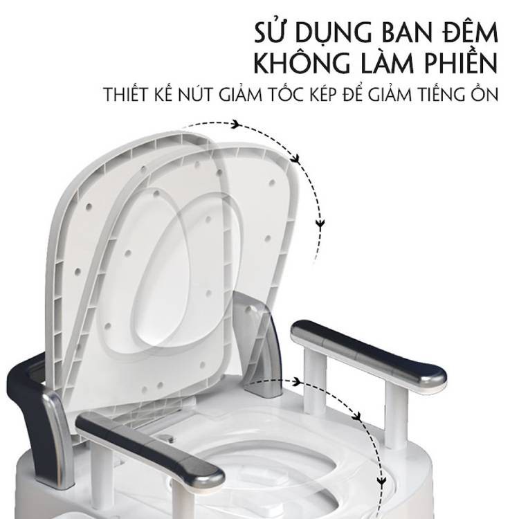 Bồn Cầu Di Động Tiện Ích Cho Người Già và Trẻ Nhỏ, Bồn Cầu Thông Minh Có Tay Vịn Chắc Chắn Hapo
