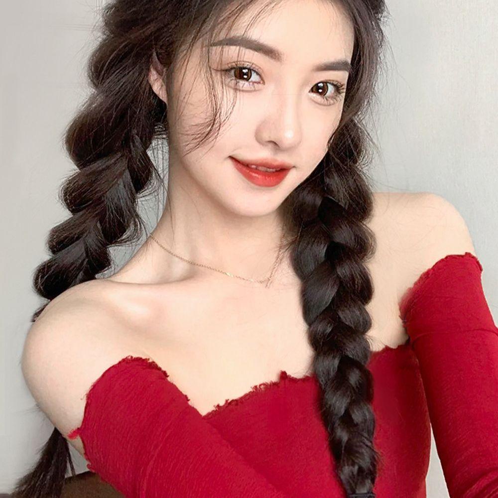 IVORY Tóc Giả Thắt Bím Đuôi Ngựa Bằng Sợi Chịu Nhiệt Độ Cao Dễ Thương Dành Cho Bạn Gái