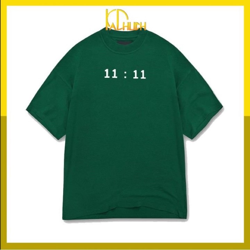Áo phông tay lỡ in 11:11 vải thun cotton 35/65 hàng dày dặn
