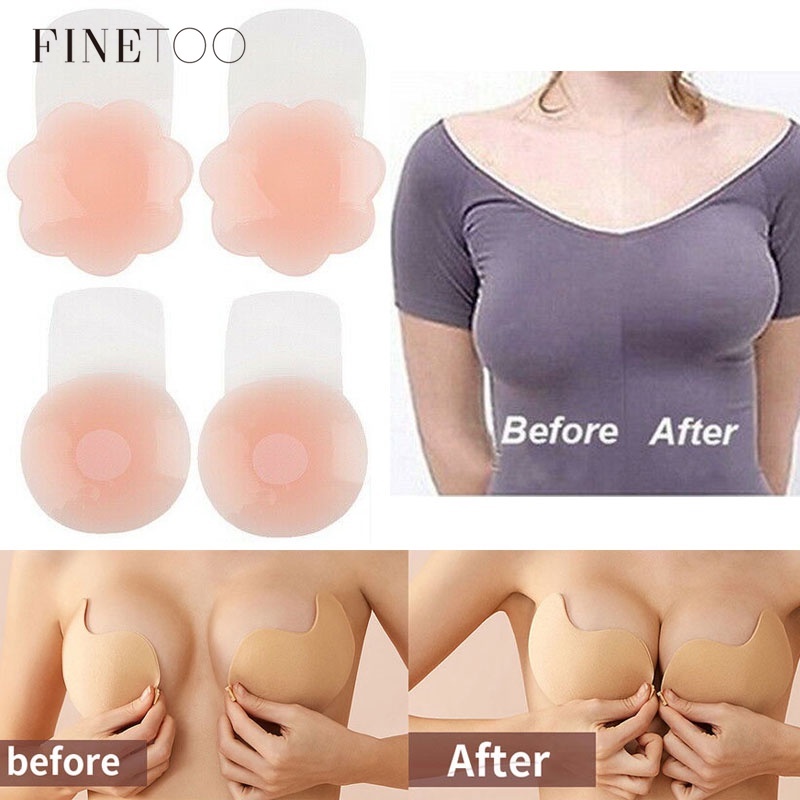 FINETOO 1-6 Cặp Miếng Dán Ngực Silicone Chống Nước Có Thể Giặt Tiện Lợi