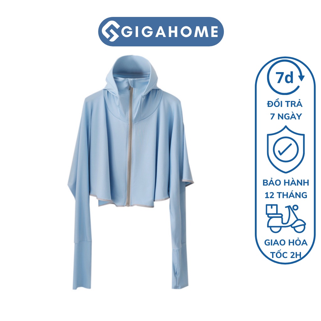 Áo Khoác Nữ Chống Nắng Tia UV tay Dài Có Mỹ Trùm Đầu Dáng Xòe Croptop GIGAHOME 9332