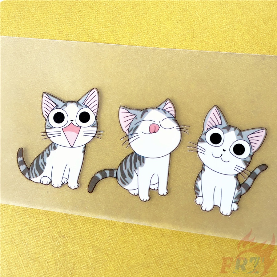 ✪ Miếng Dán Vinyl Hình Mèo Chi Hoạt Hình: Dễ Thương ✪ Set 3 Sticker Dán Nhiệt Trang Trí