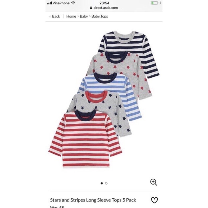 Set 5 áo màu đẹp săn sale Geo UK sz 6-9m