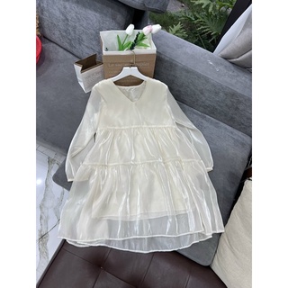 Váy Babydoll Tơ Lụa 2 lớp Cổ V