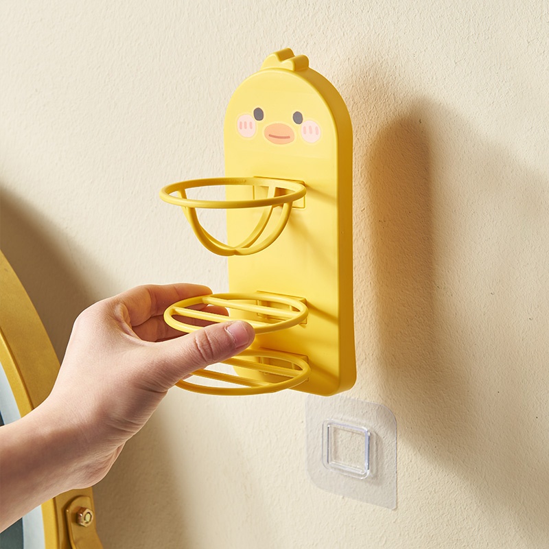 [Hàng mới về] Giá đỡ bông phấn trang điểm gắn tường hình vịt hoạt hình gọn nhẹ