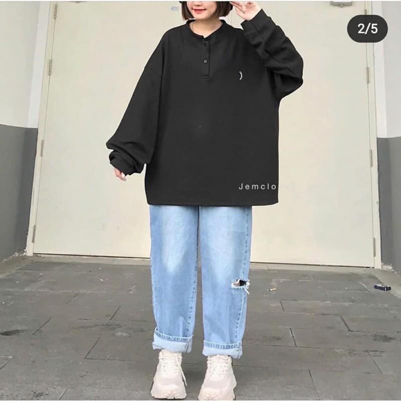 Áo nỉ CỔ TÀU unisex phom rộng chất nỉ bông dày giá rẻ | BigBuy360 - bigbuy360.vn