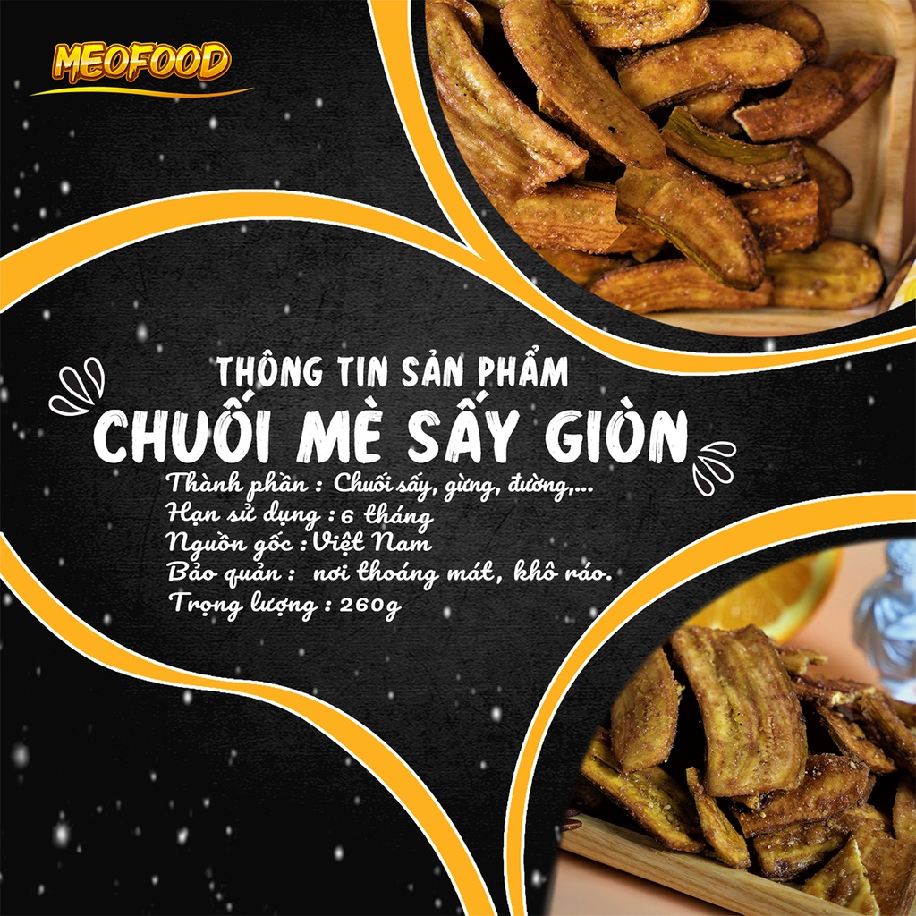Chuối Sấy Mè Gừng Giòn Tan 260Gr Tiệm Ăn Vặt MeoFood thơm ngon đậm vị