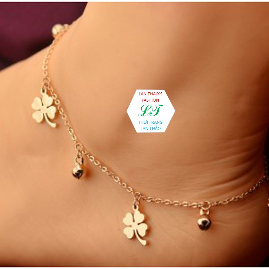 LẮC CHÂN TITAN CỎ 4 LÁ CAO CẤP KO GỈ SÉT