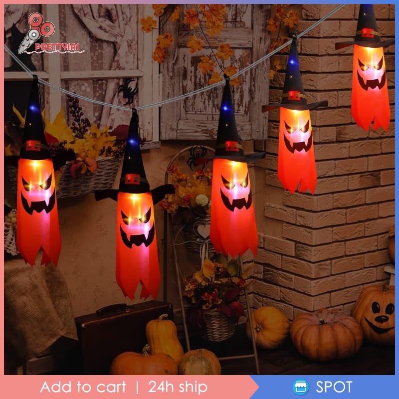 1 [Prettyia1] 5 Đèn LED Hình Bí Ngô Trang Trí Halloween
