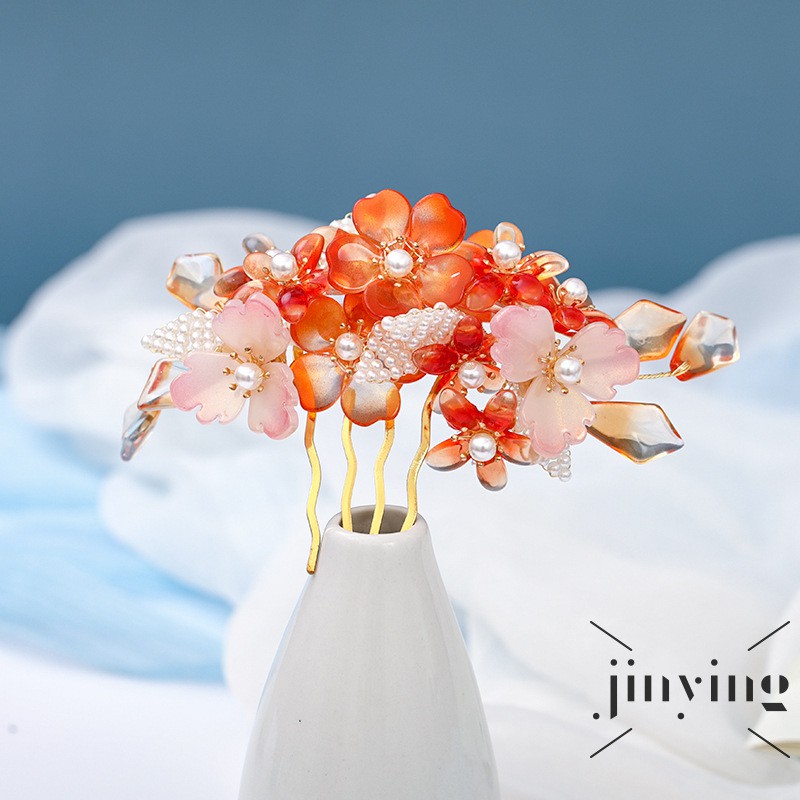 GETNOIVAS Trâm cài tóc hình hoa phong cách Trung Hoa cổ điển cho nữ