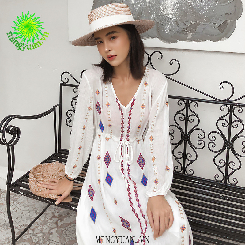 ( Mingyuan ) New sexy V-neck ethnic dress