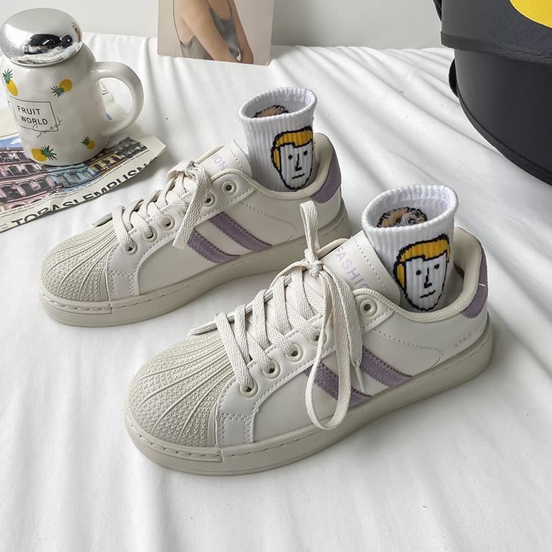 Giày Thể Thao Canvas Màu Trắng Phong Cách ulzzang Mới Cho Nữ