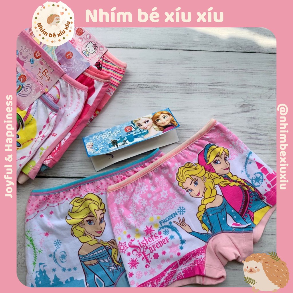 Combo 2 quần chip đùi/quần lót đùi cotton bé gái hình Elsa/Pony (15-28 kg) nhimbexiuxiu