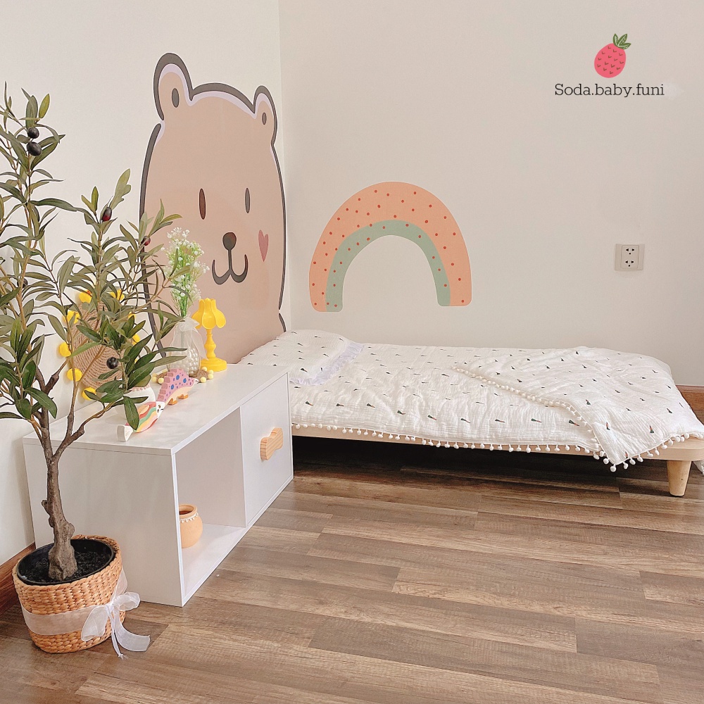 .. Giường phảng đơn giản nhỏ gọn cho bé màu gỗ kích thước 100x200cm mã 001