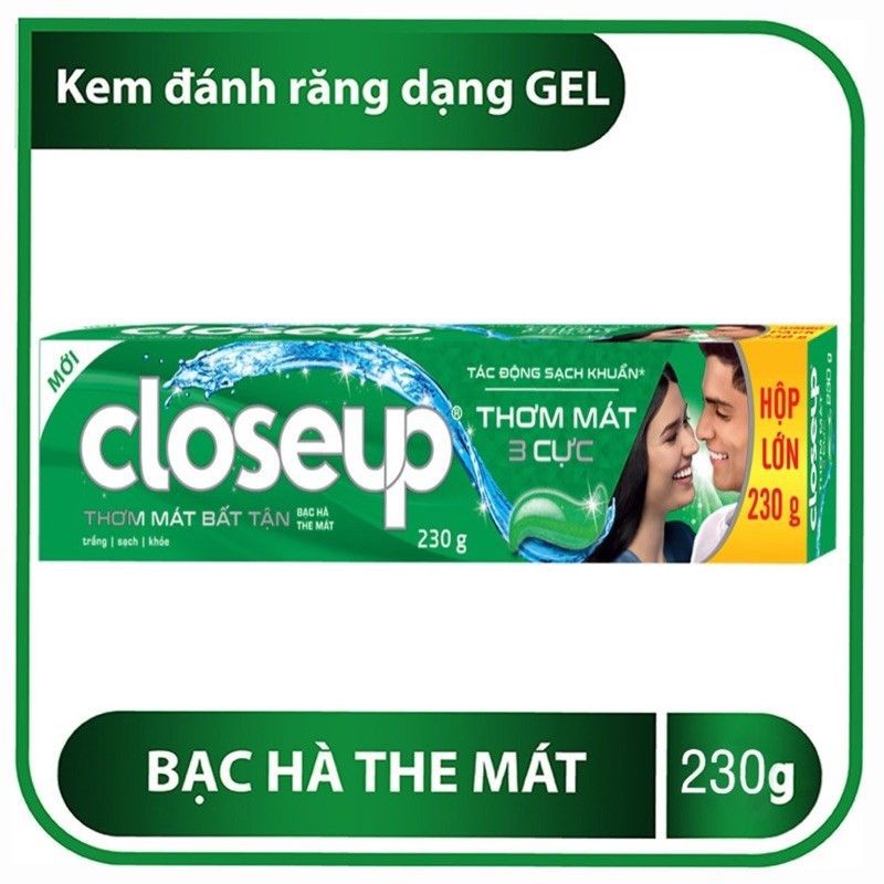 COMBO 3 Tuýp Kem đánh răng Close up Hương Bạc hà lớn 230gX3