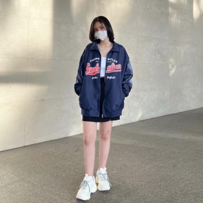 Áo Khoác Giosd 2 Lớp Simb Dáng Rộng Nam Nữ Unisex Form To  Cổ Bẻ Tay Bồng Ulzzang Hàn