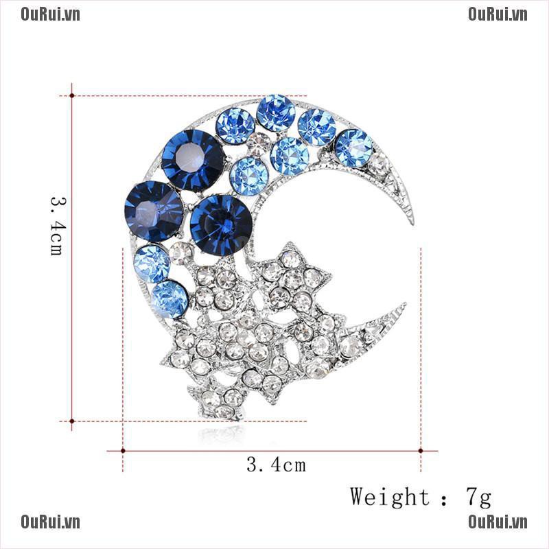 Ghim Cài Áo Hình Mặt Trăng Đính Đá Lấp Lánh