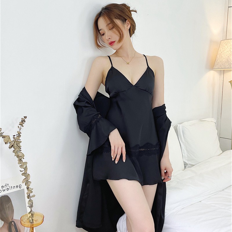 Đầm 2 dây lụa  phối ren quyến rũ cao cấp - váy ngủ trơn | BigBuy360 - bigbuy360.vn