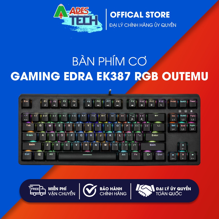Bàn Phím Cơ Gaming Edra EK387 RGB Outemu Bảo hành 24 tháng
