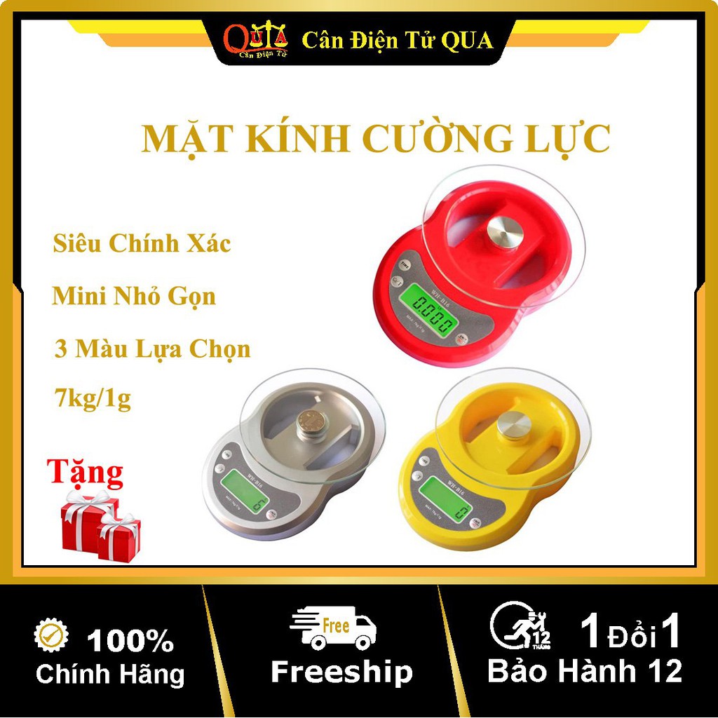 Cân Điện Tử Mini 7kg Cân Nhà Bếp Cân Tiểu Ly Mặt Kính Cường Lực Siêu Chính Xác Bảo Hành 1 Năm Shop QUA B16