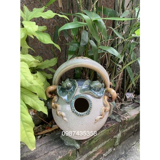 Bình vôi men rạn đắp nổi trầu cau size to