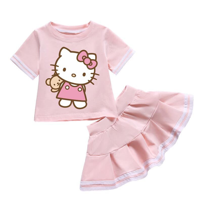 Đồ bộ trẻ em cho bé gái set áo kity mix chân váy xòe siêu xinh JIMADO SL836