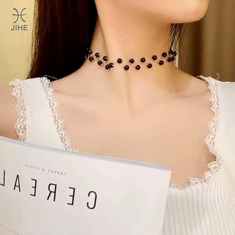 Vòng Cổ Choker Đính Ngọc Trai Thời Trang Cho Nữ