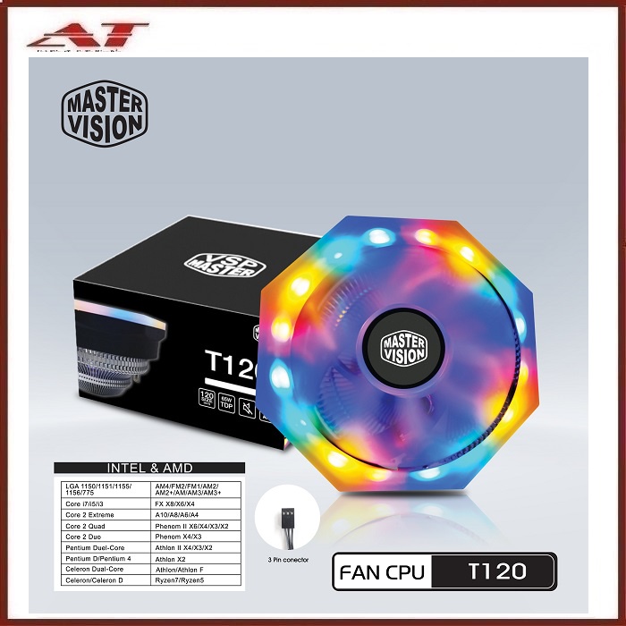 Quạt Tản Nhiệt Đa Năng T120 LED RGB - AT
