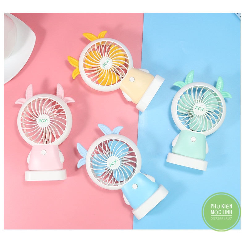 🌬Quạt mini tích điện cầm tay có đèn sáng, quạt để bàn có tai cute ( tặng kèm dây sạc) | BigBuy360 - bigbuy360.vn