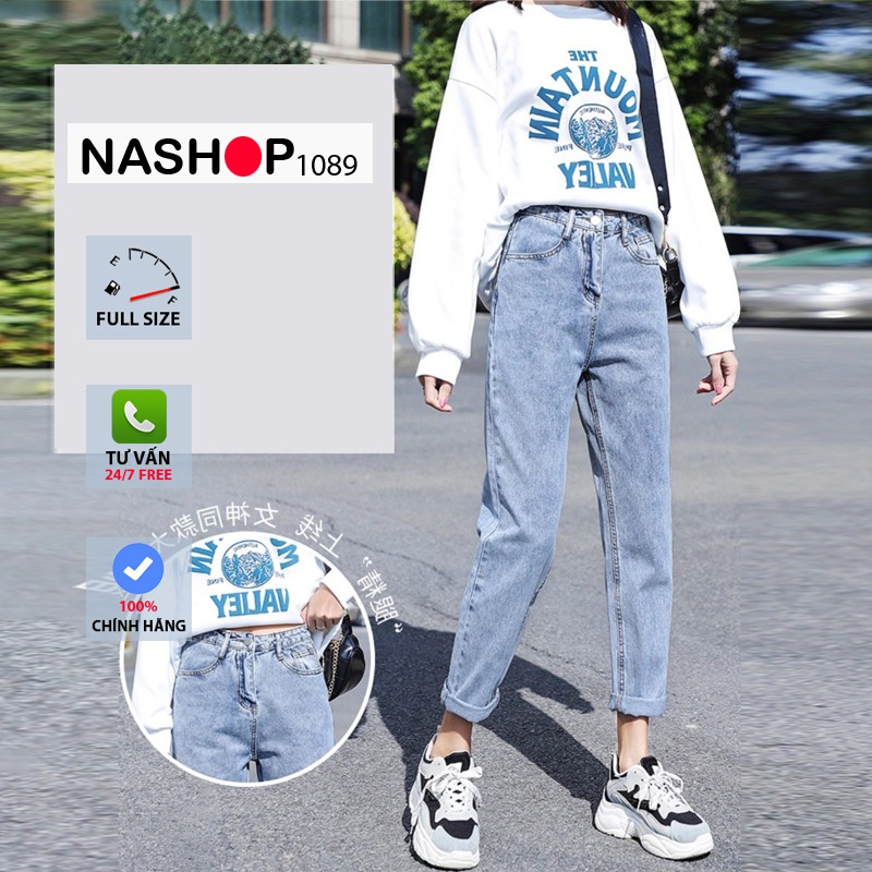 Quần jean bò baggy nữ màu xanh full size S M L mẫu mới đẹp nhất 2021 QT13 nashop 1089