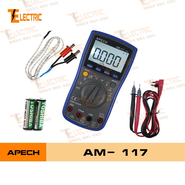 Apech AM - 117 Đồng Hồ Đo Điện Vạn Năng TRUE-RMS Đo Tụ Đo Tần Số Đo Nhiệt Độ Apech AM-117