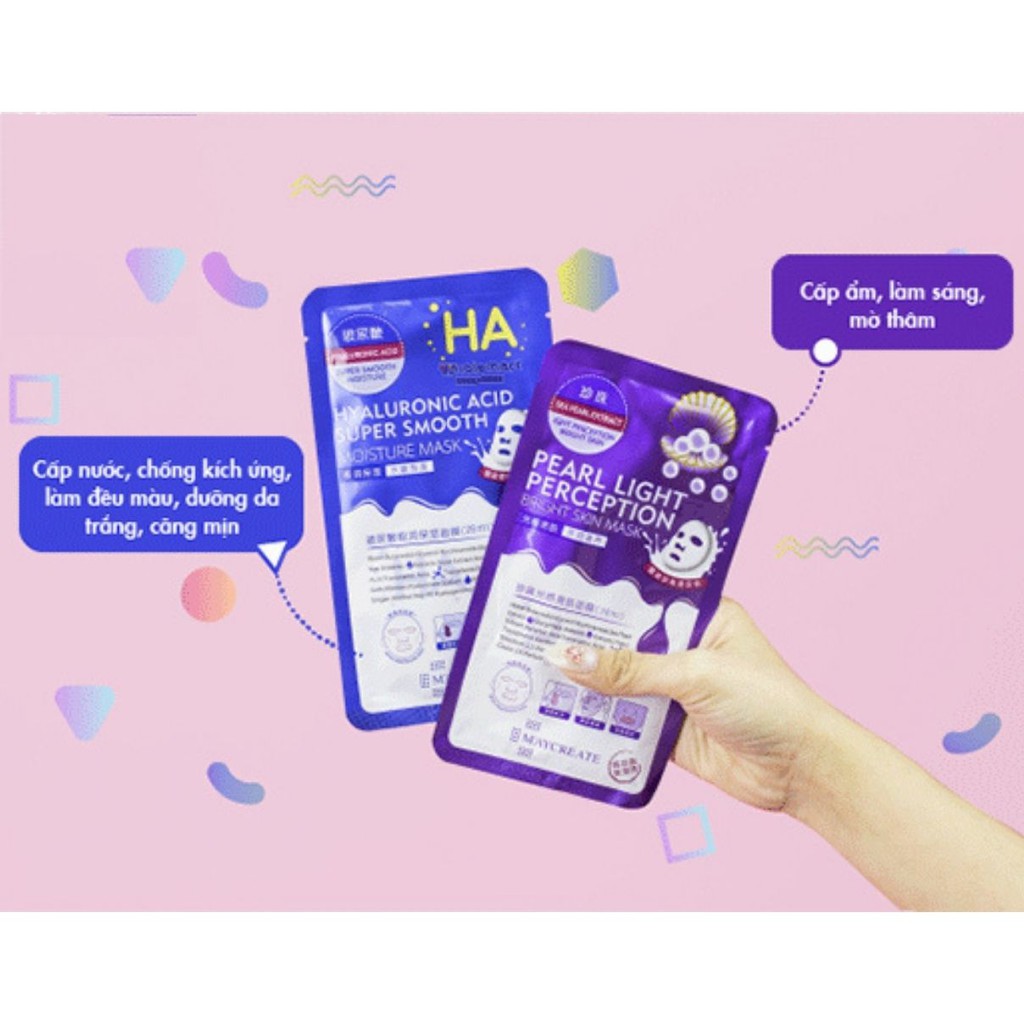 Mặt Nạ Dưỡng Ẩm Dưỡng Trắng Da HA Maycreate Mask Ha 1 miếng Hàng Nội Địa Trung MN02