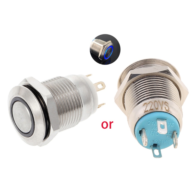 Công Tắc Nút Nhấn Bằng Kim Loại 12mm 3A / 220V Cho Đèn LED DC