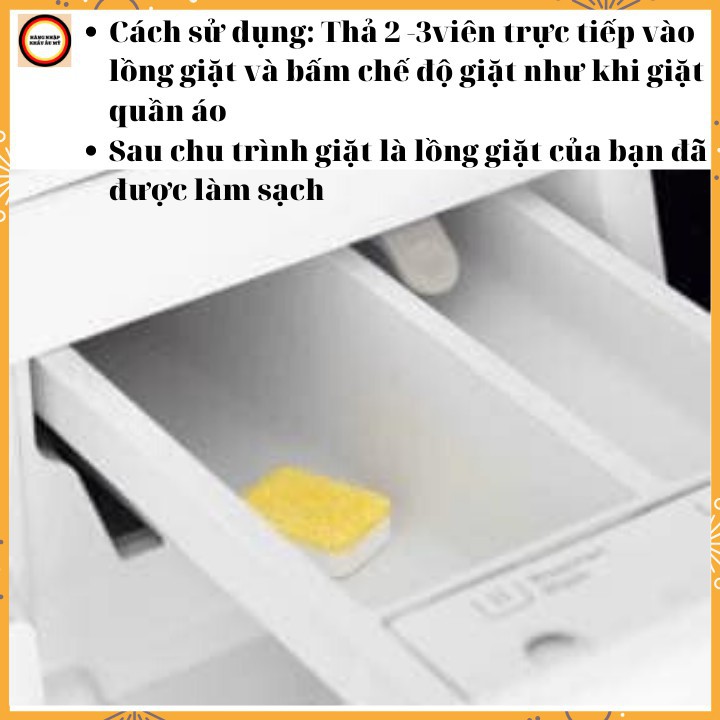[Hàng NK Đức ] 10 VIÊN Vệ sinh lồng giặt làm sạch lồng giặt tẩy lồng giặt  DENKMIT - cho máy cửa trước và cửa trên